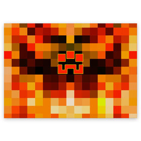 Поздравительная открытка с принтом Minecraft Dungeons , 100% бумага | плотность бумаги 280 г/м2, матовая, на обратной стороне линовка и место для марки
 | Тематика изображения на принте: blox | creeper | dungeons | geometry | logo games | orange | pixel | red | steve | алекс | геометрия | детям | крипер | куб | логотипы игр | майнкрафт | мальчикам | мобы | огненный | огонь | пигги | пиксель | пиксельный | подземелья