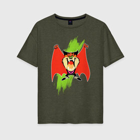 Женская футболка хлопок Oversize с принтом Таз , 100% хлопок | свободный крой, круглый ворот, спущенный рукав, длина до линии бедер
 | looney tunes | tasmanian devil | taz | vdzabma | луни тюнз | таз | тасманский дьявол