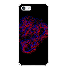 Чехол для iPhone 5/5S матовый с принтом 3д Дракон , Силикон | Область печати: задняя сторона чехла, без боковых панелей | 3д эффект | китайский дракон | красный | миф | оптическая иллюзия | синий