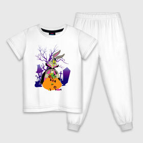 Детская пижама хлопок с принтом Багз Хэллоуин , 100% хлопок |  брюки и футболка прямого кроя, без карманов, на брюках мягкая резинка на поясе и по низу штанин
 | Тематика изображения на принте: bugs bunny | looney tunes | vdzabma | багз банни | луни тюнз