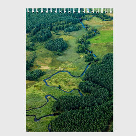 Скетчбук с принтом Пейзаж , 100% бумага
 | 48 листов, плотность листов — 100 г/м2, плотность картонной обложки — 250 г/м2. Листы скреплены сверху удобной пружинной спиралью | дерево | деревья | лес | леса | лесной | луг | луга | пейзаж | пейзажи | природа | природный | река | реки