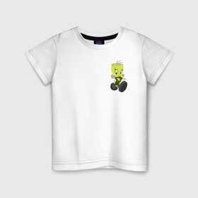 Детская футболка хлопок с принтом Твити и Сильвестр , 100% хлопок | круглый вырез горловины, полуприлегающий силуэт, длина до линии бедер | looney tunes | sylvester | tweety | vdzabma | луни тюнз | сильвестр | твити