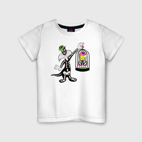 Детская футболка хлопок с принтом Сильвестр и Твити , 100% хлопок | круглый вырез горловины, полуприлегающий силуэт, длина до линии бедер | looney tunes | sylvester | tweety | vdzabma | луни тюнз | сильвестр | твити