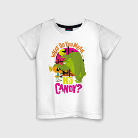 Детская футболка хлопок с принтом What Do You Mean... No Candy? , 100% хлопок | круглый вырез горловины, полуприлегающий силуэт, длина до линии бедер | Тематика изображения на принте: bugs bunny | looney tunes | marvin the martian | vdzabma | багз банни | луни тюнз | марсианин марвин