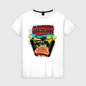 Женская футболка хлопок с принтом Madhouse of Malice , 100% хлопок | прямой крой, круглый вырез горловины, длина до линии бедер, слегка спущенное плечо | bugs bunny | looney tunes | vdzabma | багз банни | луни тюнз