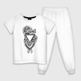 Детская пижама хлопок с принтом Розы , 100% хлопок |  брюки и футболка прямого кроя, без карманов, на брюках мягкая резинка на поясе и по низу штанин
 | геометрия | минимализм | роза. цветы | тату | треугольник | эскиз