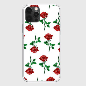 Чехол для iPhone 12 Pro Max с принтом Паттерн из роз , Силикон |  | красный | красота | паттерн | природа | роза | узор | цветок | цветы
