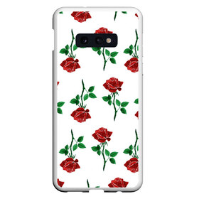 Чехол для Samsung S10E с принтом Паттерн из роз , Силикон | Область печати: задняя сторона чехла, без боковых панелей | красный | красота | паттерн | природа | роза | узор | цветок | цветы