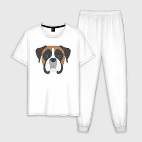 Мужская пижама хлопок с принтом Для Любителей Боксёров , 100% хлопок | брюки и футболка прямого кроя, без карманов, на брюках мягкая резинка на поясе и по низу штанин
 | 