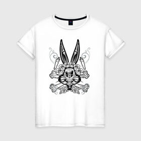 Женская футболка хлопок с принтом Bugs Bunny , 100% хлопок | прямой крой, круглый вырез горловины, длина до линии бедер, слегка спущенное плечо | bugs bunny | looney tunes | vdzabma | багз банни | луни тюнз