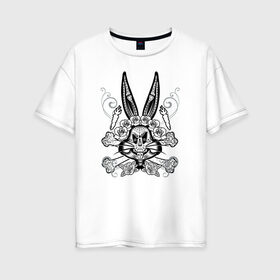 Женская футболка хлопок Oversize с принтом Bugs Bunny , 100% хлопок | свободный крой, круглый ворот, спущенный рукав, длина до линии бедер
 | bugs bunny | looney tunes | vdzabma | багз банни | луни тюнз