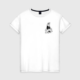 Женская футболка хлопок с принтом Даффи Дак , 100% хлопок | прямой крой, круглый вырез горловины, длина до линии бедер, слегка спущенное плечо | Тематика изображения на принте: daffy duck | looney tunes | vdzabma | даффи дак | луни тюнз