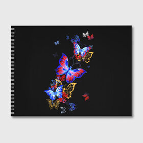 Альбом для рисования с принтом Поцелуй бабочек , 100% бумага
 | матовая бумага, плотность 200 мг. | angel | butterfly | fairy | neon | night | wings | ангел | бабочка | бабочки | девушке | животные | красочные | крылья | летающие | магия | махаон | мотыльки | насекомые | неоновые | ночные | ночь | подарок | природа