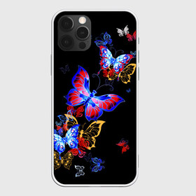 Чехол для iPhone 12 Pro Max с принтом Поцелуй бабочек , Силикон |  | angel | butterfly | fairy | neon | night | wings | ангел | бабочка | бабочки | девушке | животные | красочные | крылья | летающие | магия | махаон | мотыльки | насекомые | неоновые | ночные | ночь | подарок | природа