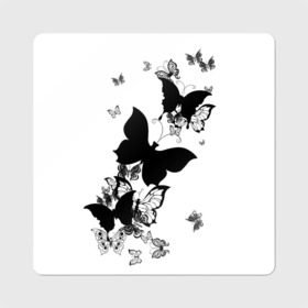 Магнит виниловый Квадрат с принтом Черные бабочки на белом , полимерный материал с магнитным слоем | размер 9*9 см, закругленные углы | angel | black and white | butterfly | fairy | fashion girl | wings | ангел | бабочка | девушке | животные | крылья | летающие | магия | махаон | мотылек | мотыльки | насекомые | нежные | подарок | природа | сказочные | татуировки