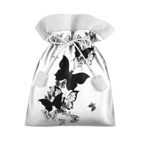 Подарочный 3D мешок с принтом Черные бабочки на белом , 100% полиэстер | Размер: 29*39 см | angel | black and white | butterfly | fairy | fashion girl | wings | ангел | бабочка | девушке | животные | крылья | летающие | магия | махаон | мотылек | мотыльки | насекомые | нежные | подарок | природа | сказочные | татуировки