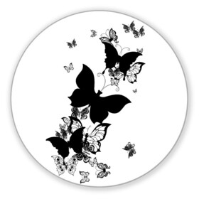 Коврик для мышки круглый с принтом Черные бабочки на белом , резина и полиэстер | круглая форма, изображение наносится на всю лицевую часть | angel | black and white | butterfly | fairy | fashion girl | wings | ангел | бабочка | девушке | животные | крылья | летающие | магия | махаон | мотылек | мотыльки | насекомые | нежные | подарок | природа | сказочные | татуировки