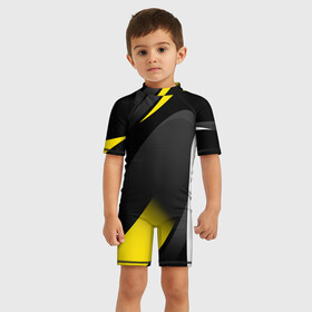 Детский купальный костюм 3D с принтом SPORT WEAR YELLOW , Полиэстер 85%, Спандекс 15% | застежка на молнии на спине | Тематика изображения на принте: abstraction | geometry | neon | sport | sport wear | texture | абстракция | брызги | геометрия | краски | красный | линии | неон | неоновый | полосы | соты | спорт | спортивная одежда | спортивная форма | текстура | фигуры