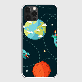 Чехол для iPhone 12 Pro Max с принтом Космический перелёт , Силикон |  | Тематика изображения на принте: арт | звезда | звёзды | земля | космос | марс | перелёт | планета | планеты | полёт | ракета | ракеты | рисунок | сатурн | юпитер