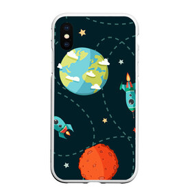 Чехол для iPhone XS Max матовый с принтом Космический перелёт , Силикон | Область печати: задняя сторона чехла, без боковых панелей | арт | звезда | звёзды | земля | космос | марс | перелёт | планета | планеты | полёт | ракета | ракеты | рисунок | сатурн | юпитер