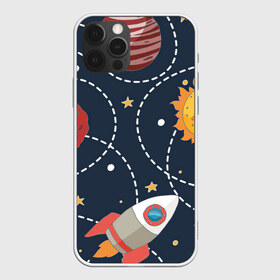 Чехол для iPhone 12 Pro Max с принтом Космический перелёт , Силикон |  | Тематика изображения на принте: арт | звезда | звёзды | земля | космос | марс | перелёт | планета | планеты | полёт | ракета | ракеты | рисунок | сатурн | солнце | юпитер