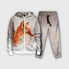 Детский костюм 3D с принтом Лиса и снег ,  |  | fox | foxy | животные | звери | зима | зимняя | лиса | лисичка | лисы | природа | снег | снежная