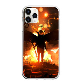 Чехол для iPhone 11 Pro матовый с принтом Темный ангел ада , Силикон |  | ад | внутренне зло | демон | демоненок | крылья | миф | нимб | посох | преисподняя | силэут | страшные сказки | темный ангел | фольклор