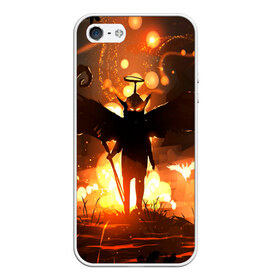 Чехол для iPhone 5/5S матовый с принтом Темный ангел ада , Силикон | Область печати: задняя сторона чехла, без боковых панелей | ад | внутренне зло | демон | демоненок | крылья | миф | нимб | посох | преисподняя | силэут | страшные сказки | темный ангел | фольклор