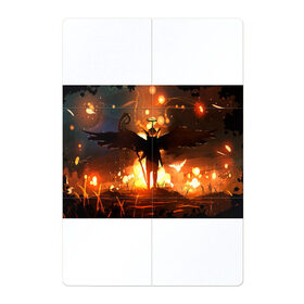Магнитный плакат 2Х3 с принтом Темный ангел ада , Полимерный материал с магнитным слоем | 6 деталей размером 9*9 см | ад | внутренне зло | демон | демоненок | крылья | миф | нимб | посох | преисподняя | силэут | страшные сказки | темный ангел | фольклор