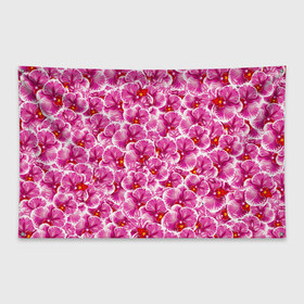 Флаг-баннер с принтом Розовые орхидеи , 100% полиэстер | размер 67 х 109 см, плотность ткани — 95 г/м2; по краям флага есть четыре люверса для крепления | fashion flowers | pink | tropical | азия | бабочки | бразилия | букет | бутоны | джунгли | лепестки | лето | любимая | марта | нежные | орхидея | подарок | природа | растения | тропики | тропические | узор | цветение
