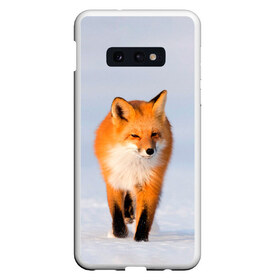 Чехол для Samsung S10E с принтом FOX AND SNOW , Силикон | Область печати: задняя сторона чехла, без боковых панелей | Тематика изображения на принте: fox | foxy | животные | звери | зима | зимняя | лиса | лисичка | лисы | природа | снег | снежная