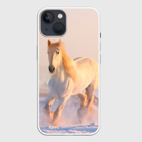Чехол для iPhone 13 с принтом Белая лошадь ,  |  | животные | звери | зима | кони | конь | коняшка | лошади | лошадка | лошадь | пони | природа | снег