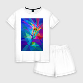 Женская пижама с шортиками хлопок с принтом Digital ART 053-81 , 100% хлопок | футболка прямого кроя, шорты свободные с широкой мягкой резинкой | aesthetic art | art | cyberpunk | digital art | neon | vaporwave art | лаунж | неон арт | цифровые файлы