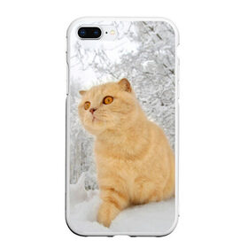 Чехол для iPhone 7Plus/8 Plus матовый с принтом Кот и снег , Силикон | Область печати: задняя сторона чехла, без боковых панелей | cat | животные | звири | кис | киска | кот | котейка | котик | коты | котяра | кошка | кошки | природа