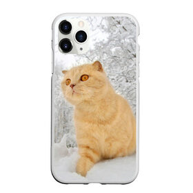 Чехол для iPhone 11 Pro Max матовый с принтом Кот и снег , Силикон |  | cat | животные | звири | кис | киска | кот | котейка | котик | коты | котяра | кошка | кошки | природа