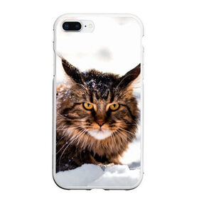 Чехол для iPhone 7Plus/8 Plus матовый с принтом Кот в снегу , Силикон | Область печати: задняя сторона чехла, без боковых панелей | cat | животные | звири | кис | киска | кот | котейка | котик | коты | котяра | кошка | кошки | природа