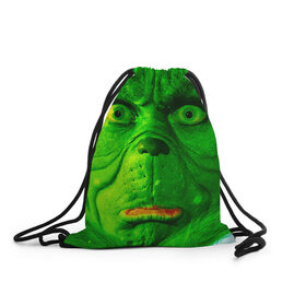 Рюкзак-мешок 3D с принтом Гринч , 100% полиэстер | плотность ткани — 200 г/м2, размер — 35 х 45 см; лямки — толстые шнурки, застежка на шнуровке, без карманов и подкладки | Тематика изображения на принте: гринч | джим керри | для детей | зеленый | рождество
