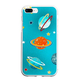 Чехол для iPhone 7Plus/8 Plus матовый с принтом Необычные планеты , Силикон | Область печати: задняя сторона чехла, без боковых панелей | арт | бирюзовый | венера | звезда | звёзды | земля | марс | планета | планеты | рисунок | рисунок карандашом | сатурн | синий