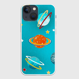 Чехол для iPhone 13 mini с принтом Необычные планеты ,  |  | арт | бирюзовый | венера | звезда | звёзды | земля | марс | планета | планеты | рисунок | рисунок карандашом | сатурн | синий