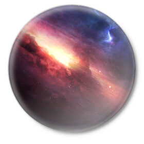 Значок с принтом Космос ,  металл | круглая форма, металлическая застежка в виде булавки | вселенная | звезда | космос | солнце | туманность