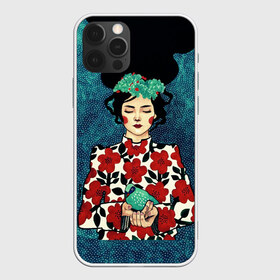 Чехол для iPhone 12 Pro Max с принтом Самоцветная девушка , Силикон |  | flowers | girl | венок | девушка | лилии | одуванчики | птичка | ромашки | синичка | узор | цветы