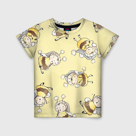 Детская футболка 3D с принтом Сонные пчёлки , 100% гипоаллергенный полиэфир | прямой крой, круглый вырез горловины, длина до линии бедер, чуть спущенное плечо, ткань немного тянется | арт | белый | детский рисунок | жёлтый | звезда | звёзды | ночь | отдых | пушистые | пушистый | пчелиная шуба | пчелиная шубка | рисунок | сон | спокойной ночи | чёрный | шуба | шубка