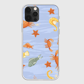 Чехол для iPhone 12 Pro Max с принтом Морские обитатели , Силикон |  | Тематика изображения на принте: арт | жёлтый | звезда | звёзды | коралл | кораллы | краб | крабы | красный | медуза | медузы | море | морская звезда | морские звёзды | морские коньки | морской конёк | песок | рисунок | рыба | рыбы