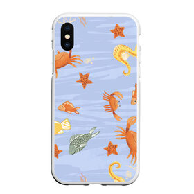 Чехол для iPhone XS Max матовый с принтом Морские обитатели , Силикон | Область печати: задняя сторона чехла, без боковых панелей | арт | жёлтый | звезда | звёзды | коралл | кораллы | краб | крабы | красный | медуза | медузы | море | морская звезда | морские звёзды | морские коньки | морской конёк | песок | рисунок | рыба | рыбы