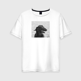 Женская футболка хлопок Oversize с принтом Собака , 100% хлопок | свободный крой, круглый ворот, спущенный рукав, длина до линии бедер
 | dog | голова собаки | собака | собаки | собачка | щенок | щенята
