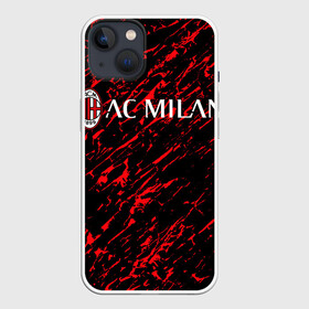 Чехол для iPhone 13 с принтом MILAN. ,  |  | ac milan | fc | football | football club | sport | итальянский футбольный клуб | милан | спорт | уефа | униформа | фирменные цвета | фк | футбол | футбольный клуб