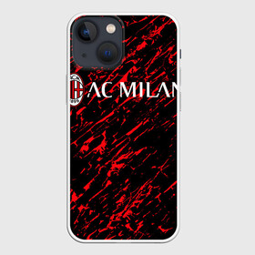 Чехол для iPhone 13 mini с принтом MILAN. ,  |  | ac milan | fc | football | football club | sport | итальянский футбольный клуб | милан | спорт | уефа | униформа | фирменные цвета | фк | футбол | футбольный клуб
