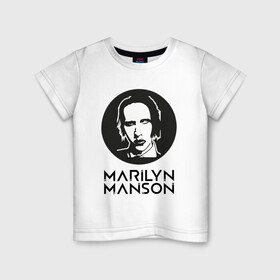 Детская футболка хлопок с принтом  Мэрилин Мэнсон , 100% хлопок | круглый вырез горловины, полуприлегающий силуэт, длина до линии бедер | Тематика изображения на принте: marilyn manson | rock | готика | музыка | мэрилин мэнсон | рок