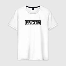 Мужская футболка хлопок с принтом Encom , 100% хлопок | прямой крой, круглый вырез горловины, длина до линии бедер, слегка спущенное плечо. | Тематика изображения на принте: виртуальный | кевин флинн | мир | программист | фильм