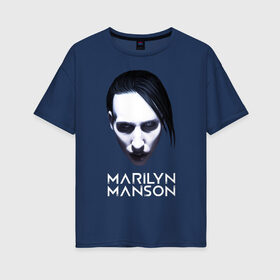 Женская футболка хлопок Oversize с принтом Мэрилин Мэнсон , 100% хлопок | свободный крой, круглый ворот, спущенный рукав, длина до линии бедер
 | marilyn manson | rock | готика | музыка | мэрилин мэнсон | рок